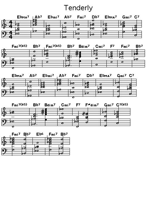 Tenderly, p1: GIF image of the chord changes for Walter Gross's "Tenderly".