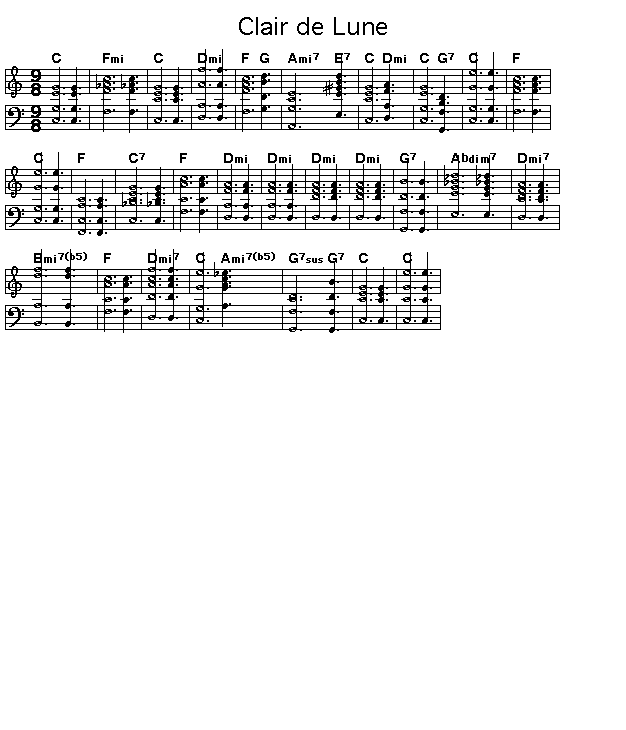 Clair De Lune, p1: GIF image of the chord progression of Claude Debussey's "Clair De Lune".