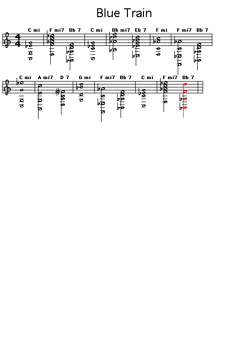 Blue Train: Gif rendering of the chord progression for John Coltrane's "Blue Train". <p>
