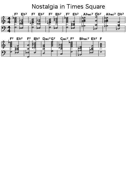 Nostalgia In Times Square, p1: Printable GIF image of the score of the chord progression of Charles Mingus' "Nostalgia In Times Square".