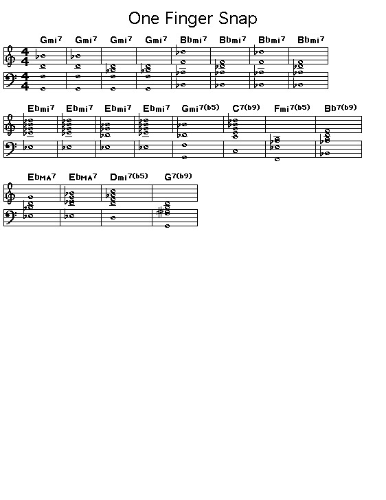 One Finger Snap, p1: Printable GIF image of the score of the chord progression&nbsp;for Herbie Hancock's "One Finger Snap".